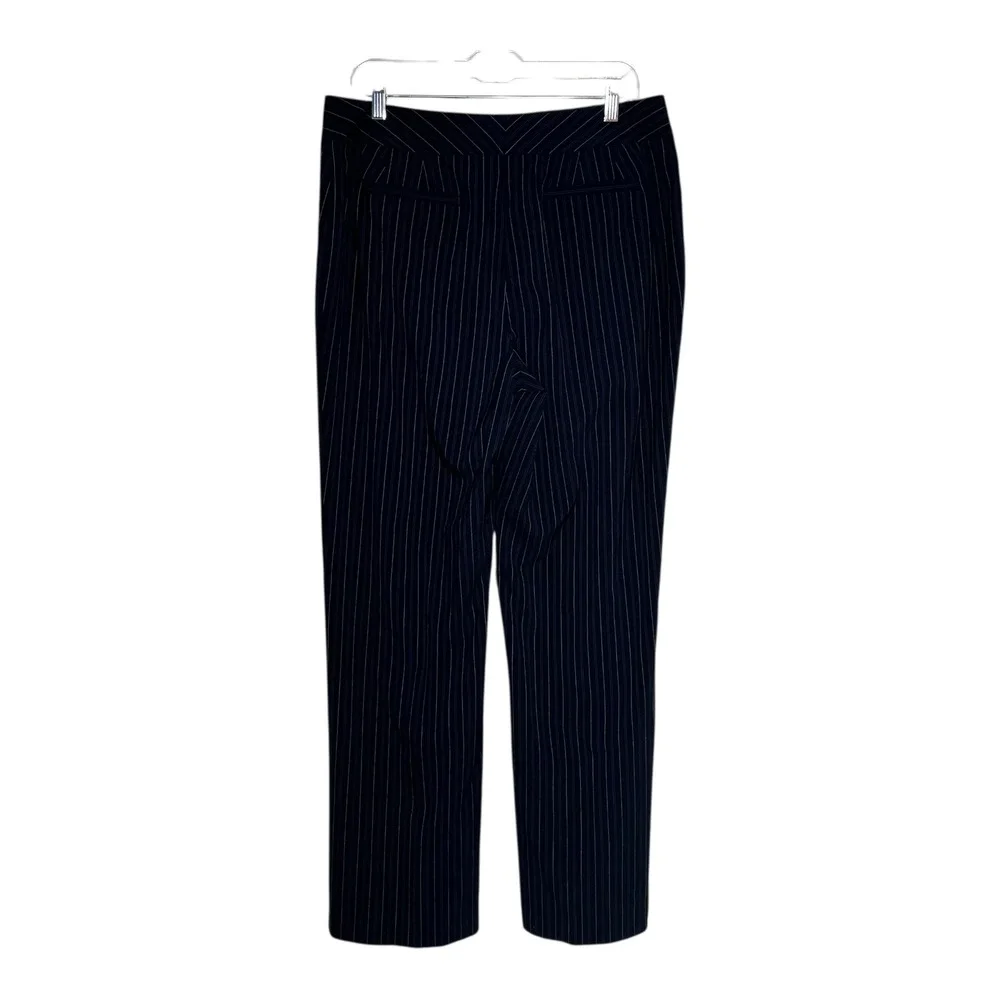 Chicos 2.5 Striped Wide Leg‎ Pants Women Size L/14 Regular Navy Business Casual